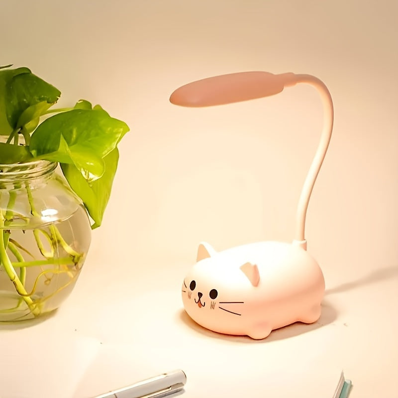Verstelbare LED Bureaulamp met USB Oplaadfunctie – Schattige Cartoon Kat Tafellamp met Warm Oogvriendelijk Licht
