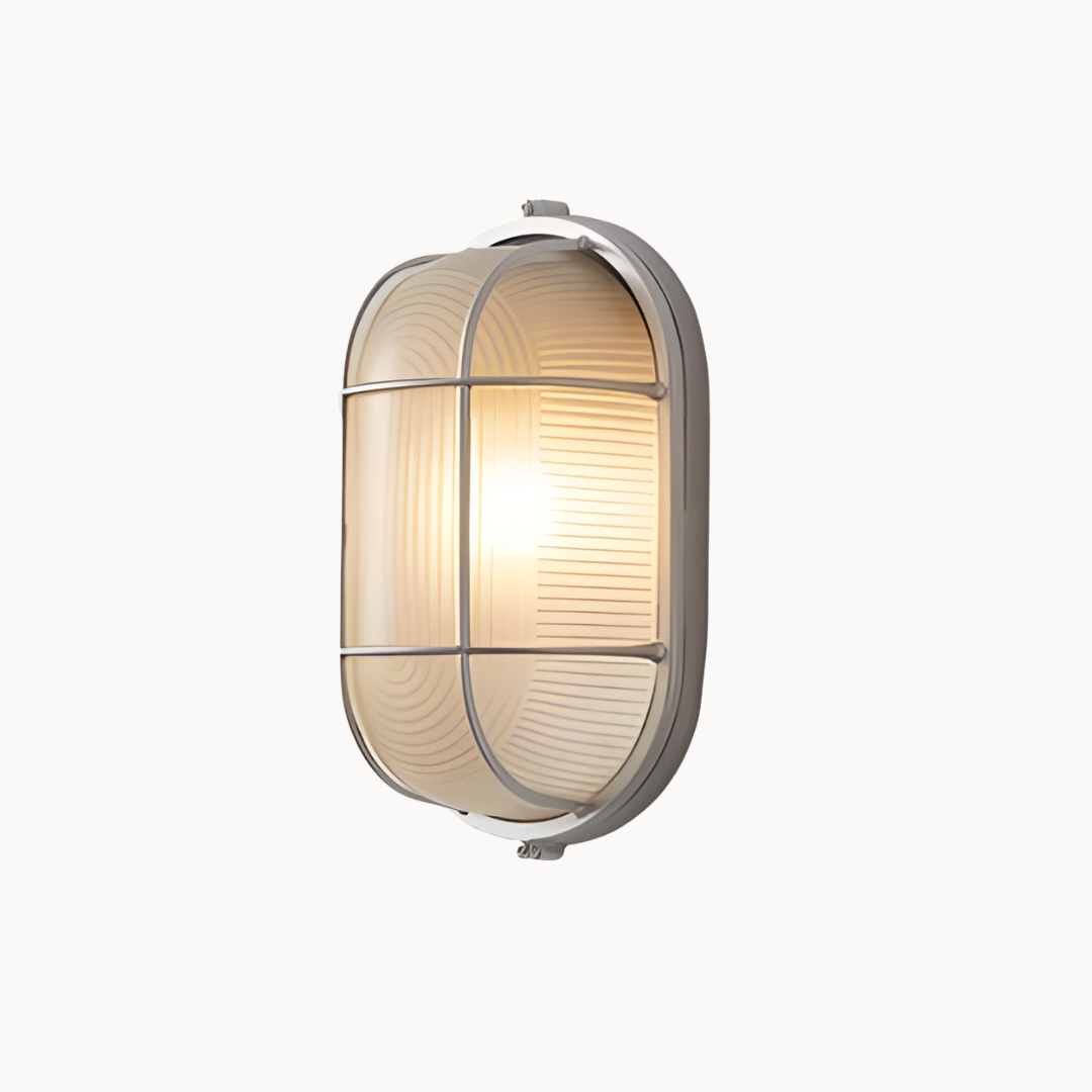 1-Licht Retro Industriële Buitenwandlamp – Ovaal of Rond, Aluminium & Glas