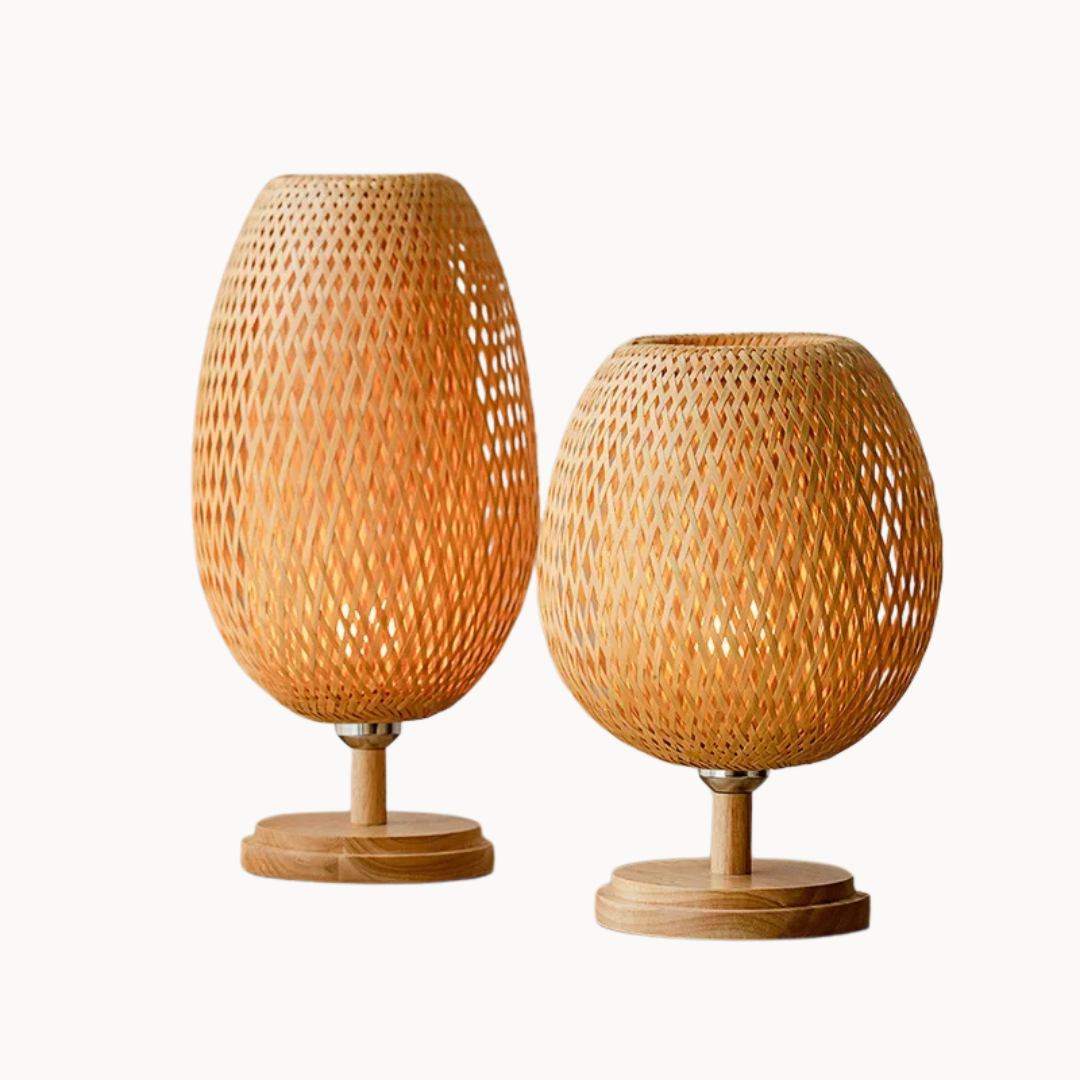 Vintage Bamboe Tafellamp – Duurzame Natuurlijke Verlichting met Tijdloze Charme