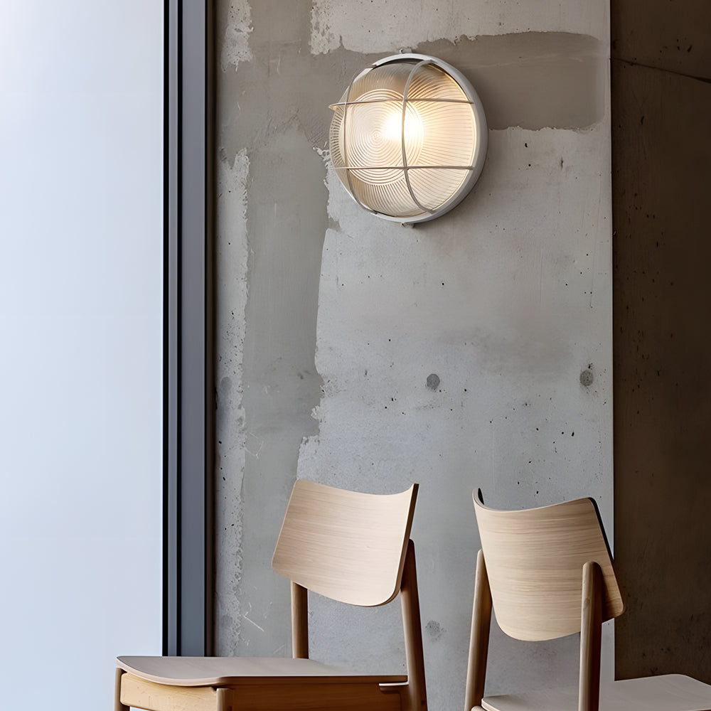 1-Licht Retro Industriële Buitenwandlamp – Ovaal of Rond, Aluminium & Glas