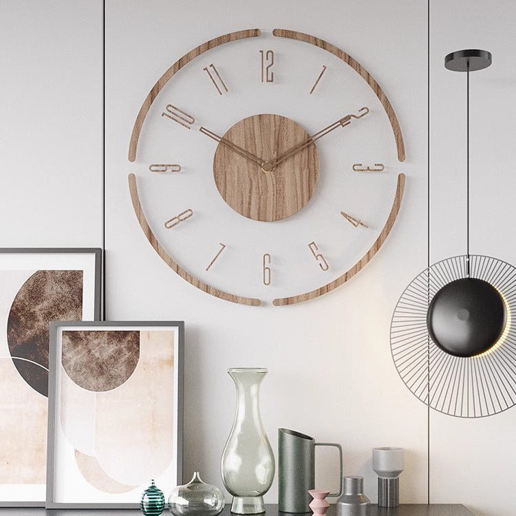Nordische Stille Massiefhouten Wandklok 35 cm – Minimalistisch Design & Geruisloze Precisie