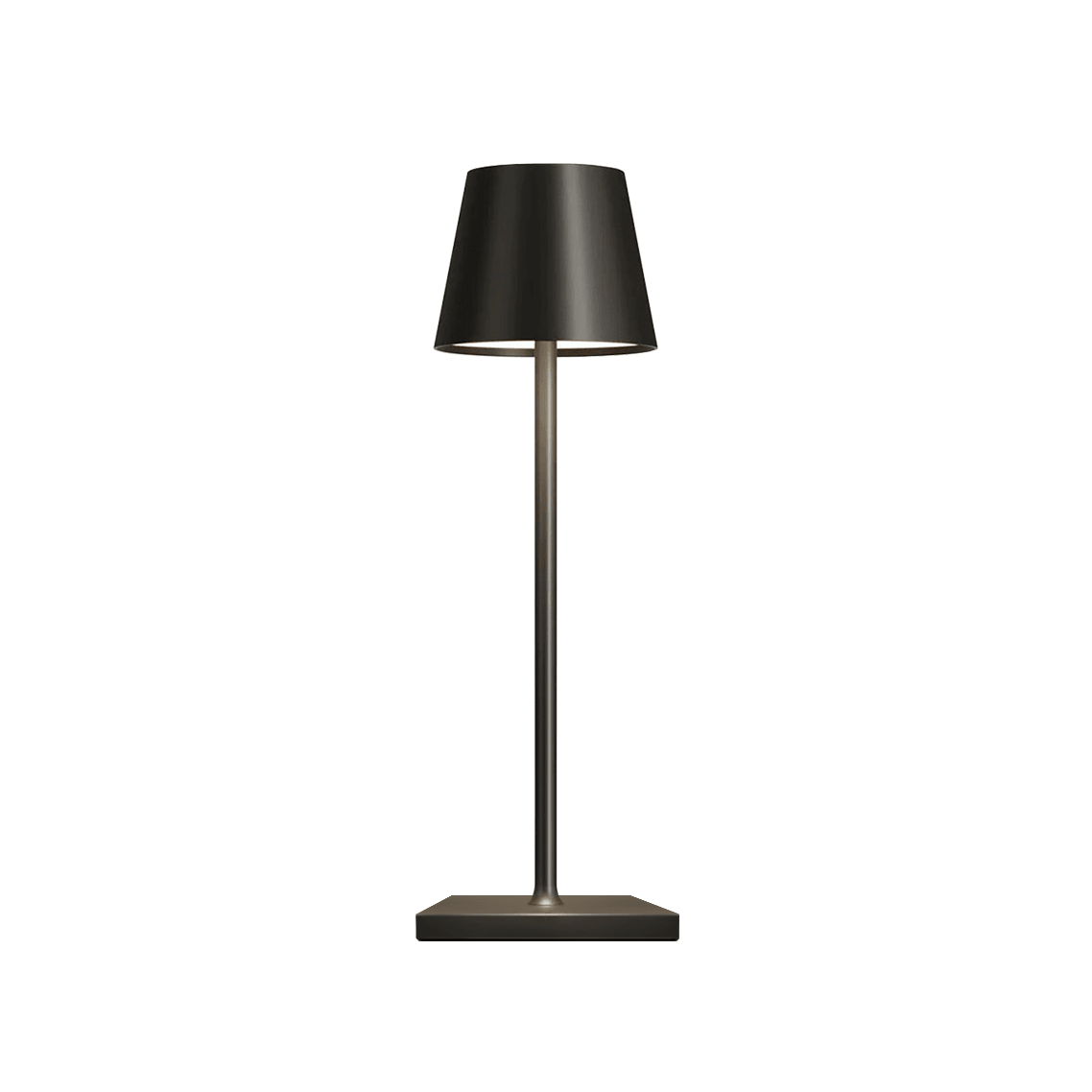 Black table lamp with a white background