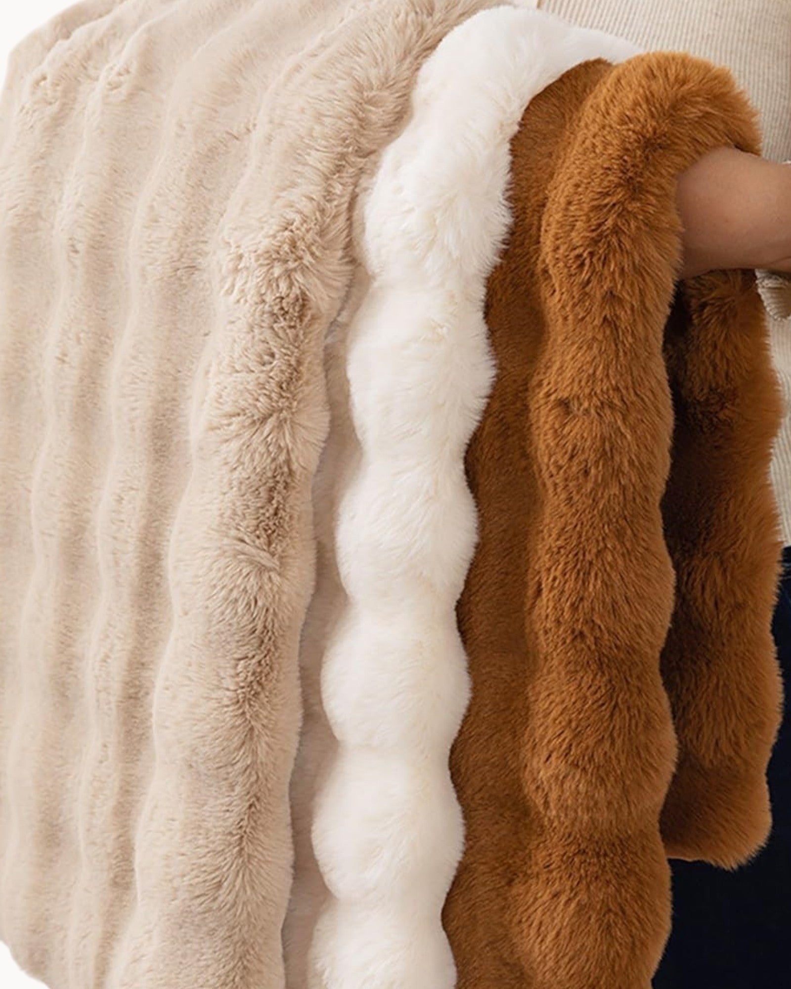 Fluffy Plaid met Structuur – Zachte Fleece Deken Bruin 110x150 cm-Fleece Dekens-Maevias