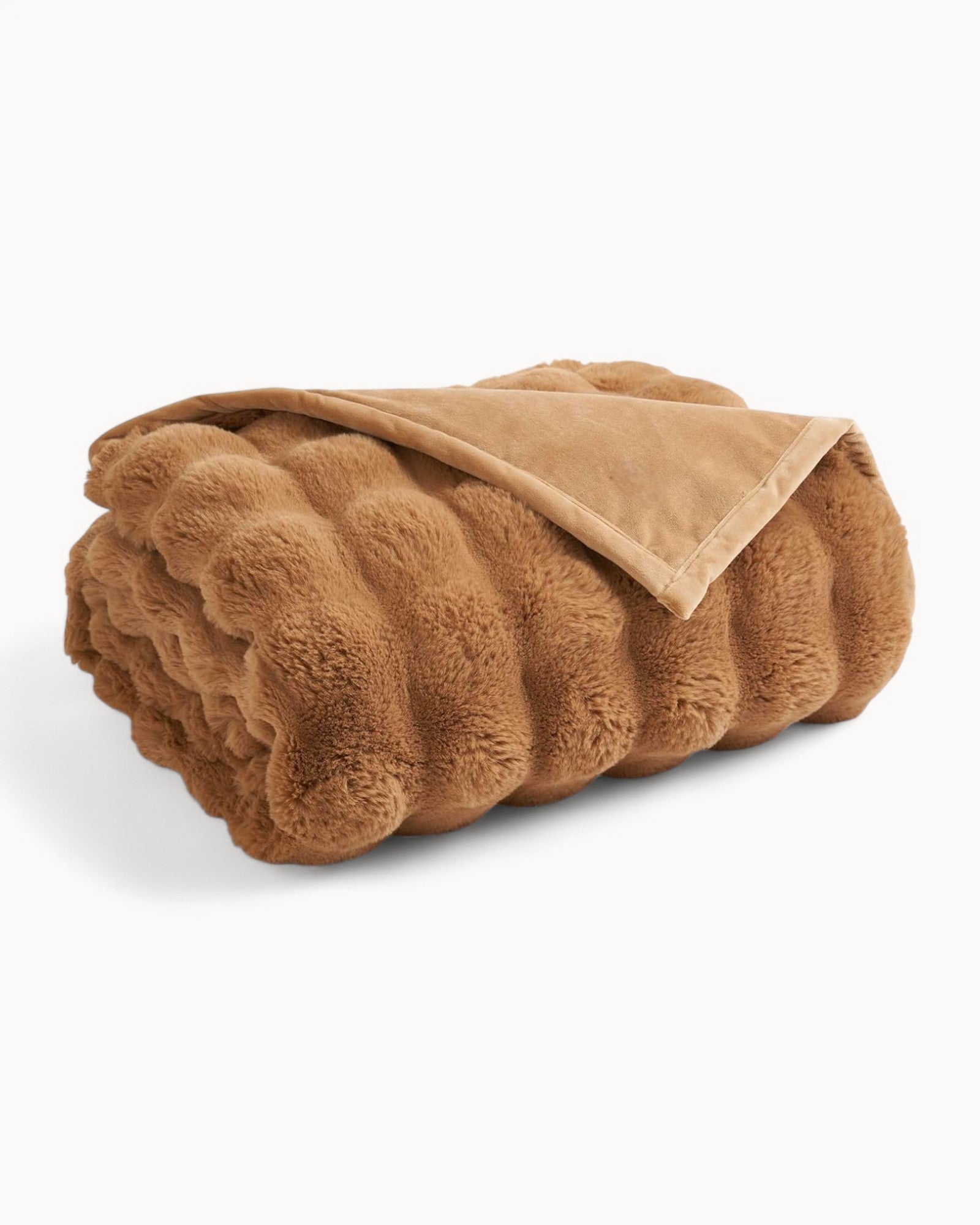 Fluffy Plaid met Structuur – Zachte Fleece Deken Bruin 110x150 cm-Fleece Dekens-Maevias