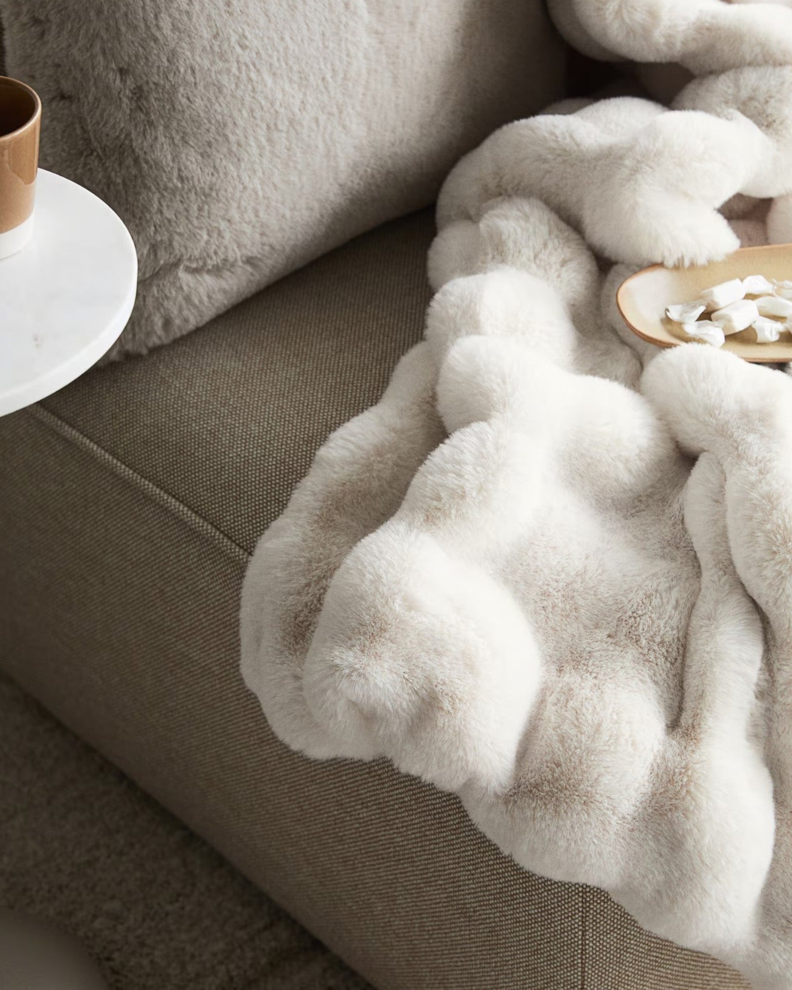 Fluffy Plaid met Structuur – Zachte Fleece Deken Wit 110x150 cm-Vazen-Maevias