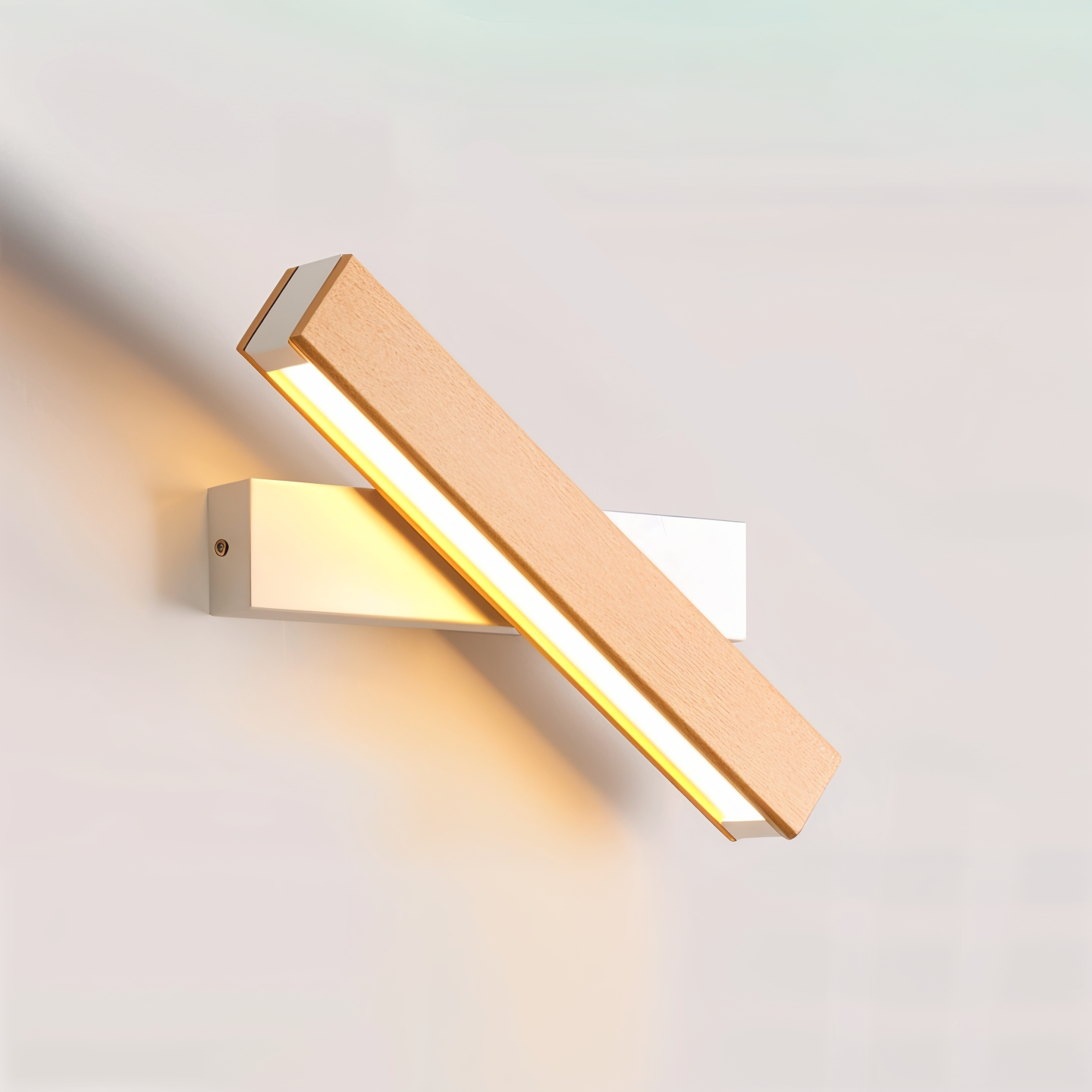 Verstelbare houten LED-wandlamp – 360° draaibare moderne rechthoekige lamp voor binnenruimtes