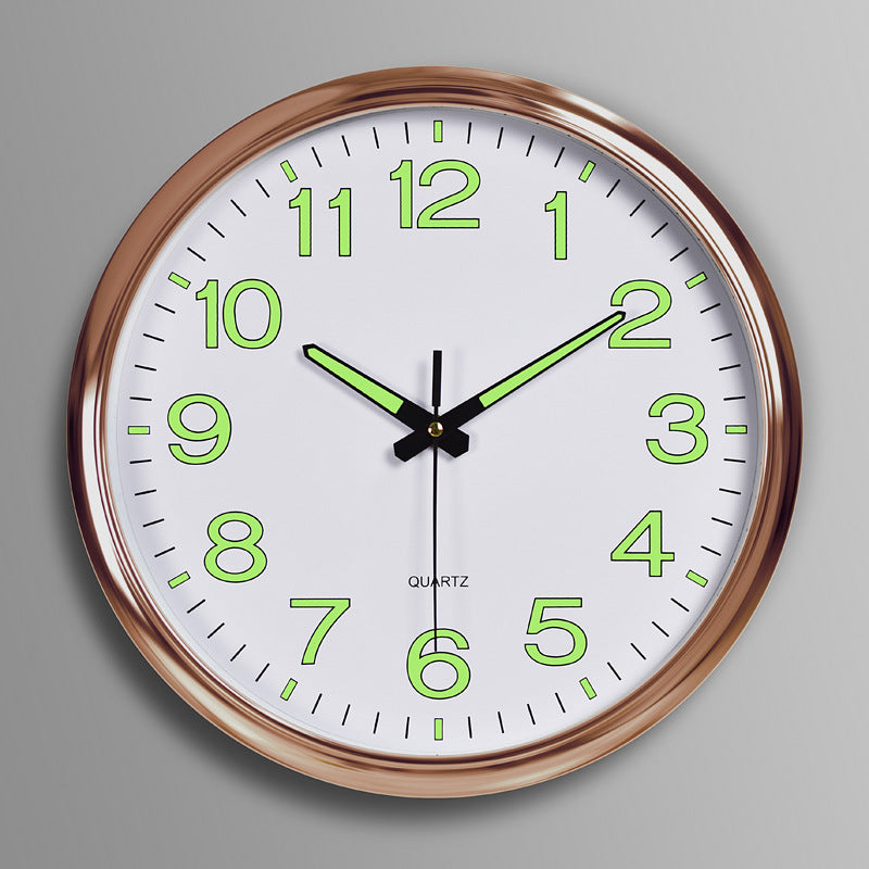 Wall clock with green numbers on a gray background