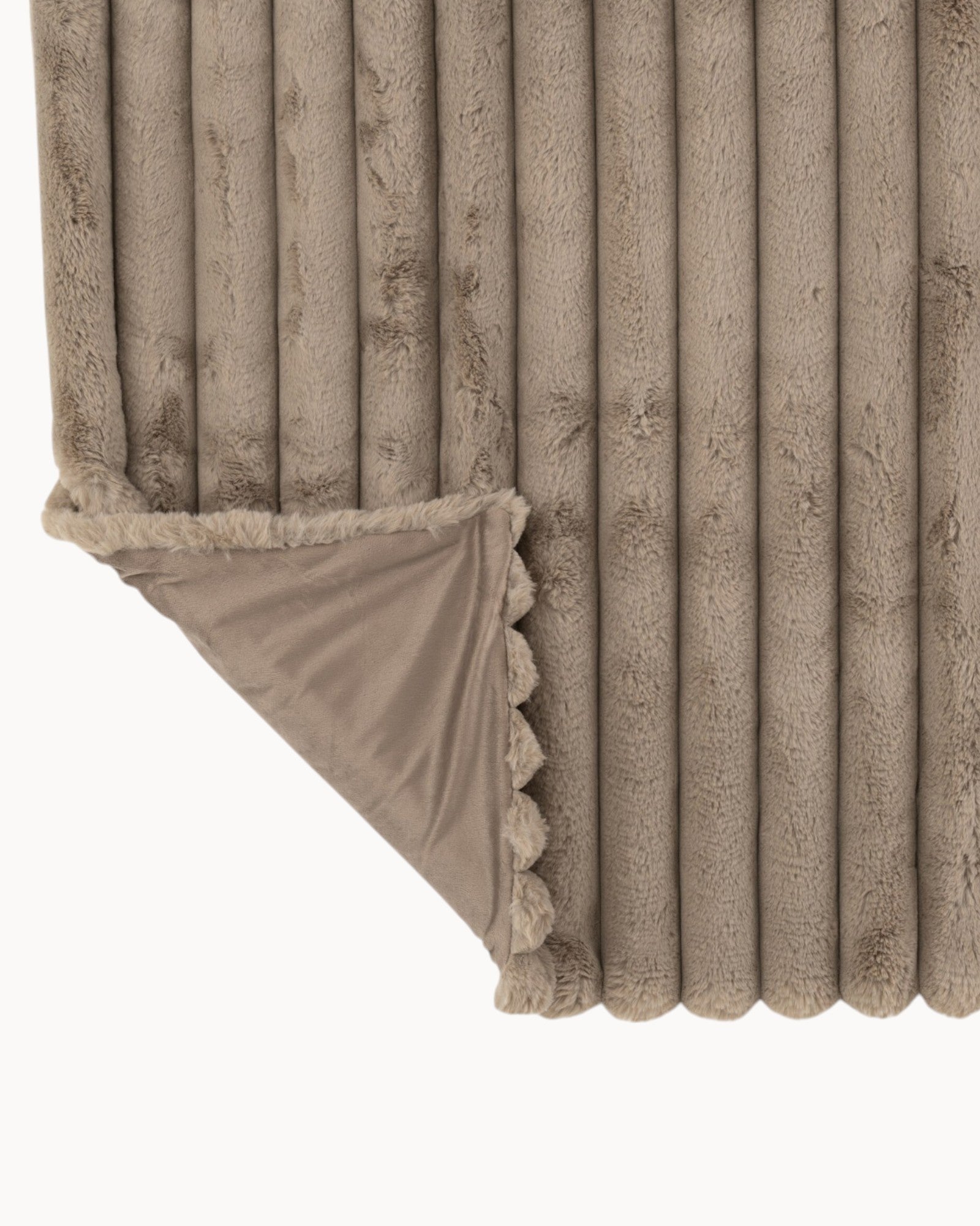 Taupe Corduroy Plaid – Taupe Deken van Katoen/Linnen/Polyester-Fleece Dekens-Maevias