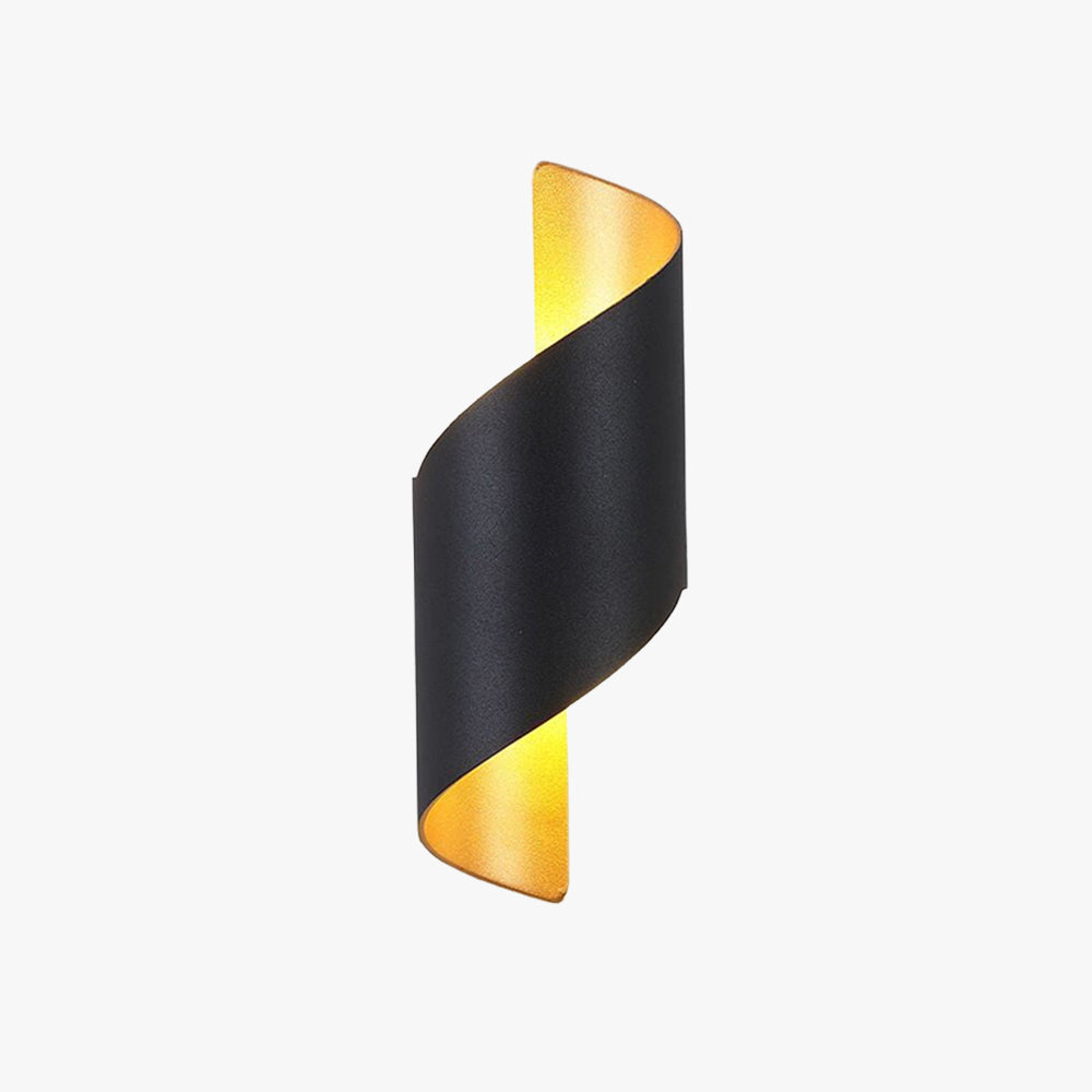 Black and gold wall sconce on a white background