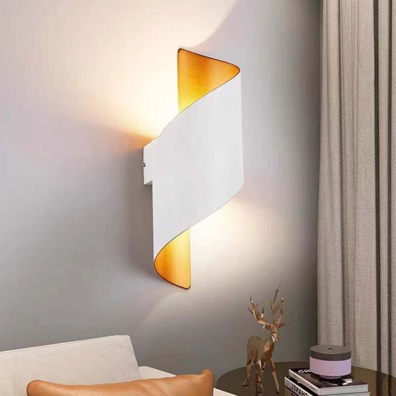 Modern wall lamp with geometric design in a living room setting