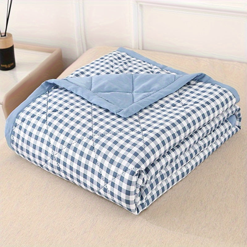 Preppy Style Plaid Zomer Quilt – Lichtgewicht Ultrasonisch Gewatteerde Bedsprei