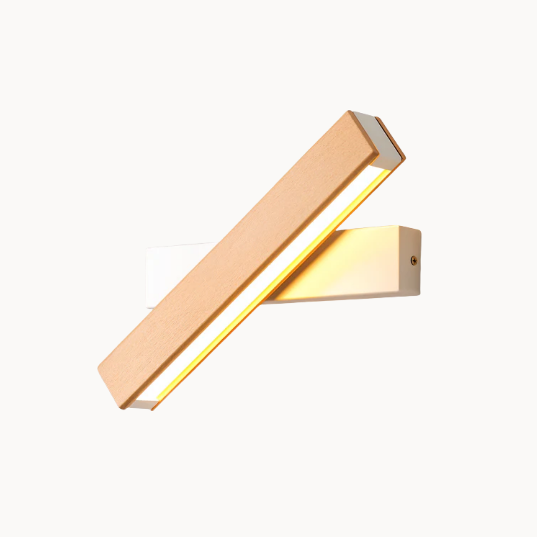 Verstelbare houten LED-wandlamp – 360° draaibare moderne rechthoekige lamp voor binnenruimtes