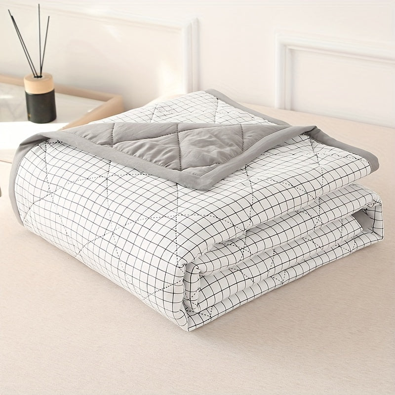 Preppy Style Plaid Zomer Quilt – Lichtgewicht Ultrasonisch Gewatteerde Bedsprei