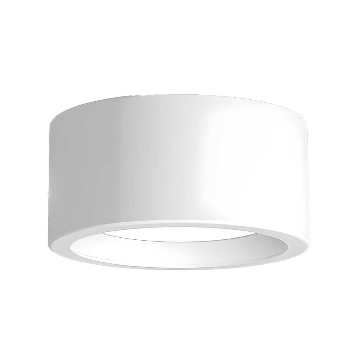 White cylindrical light fixture on a white background