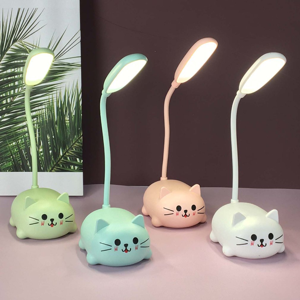 Verstelbare LED Bureaulamp met USB Oplaadfunctie – Schattige Cartoon Kat Tafellamp met Warm Oogvriendelijk Licht