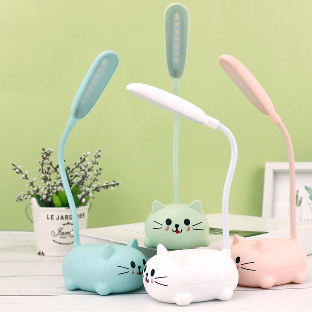 Verstelbare LED Bureaulamp met USB Oplaadfunctie – Schattige Cartoon Kat Tafellamp met Warm Oogvriendelijk Licht