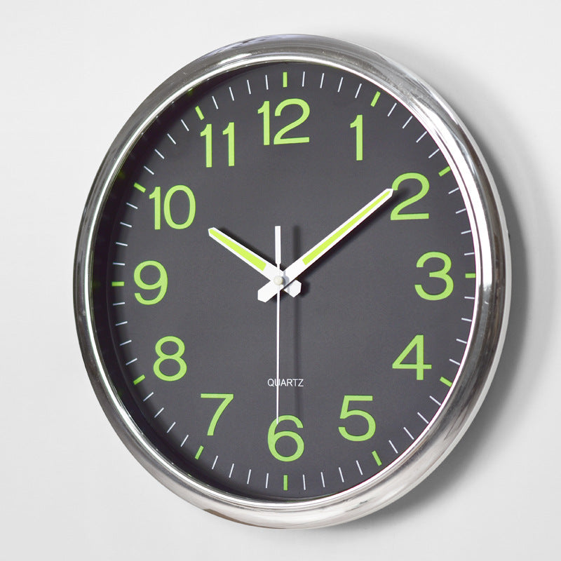 Wall clock with green numbers on a gray background