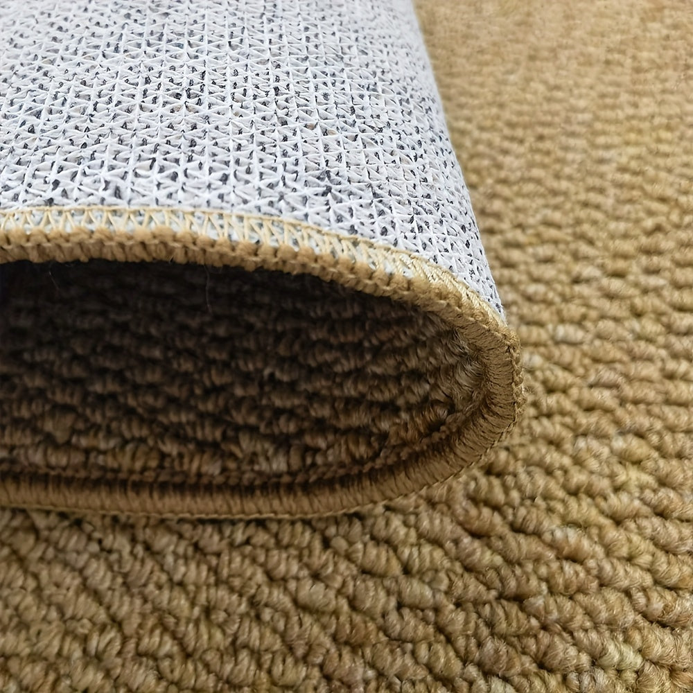 Close-up of a beige carpet roll with textured surface