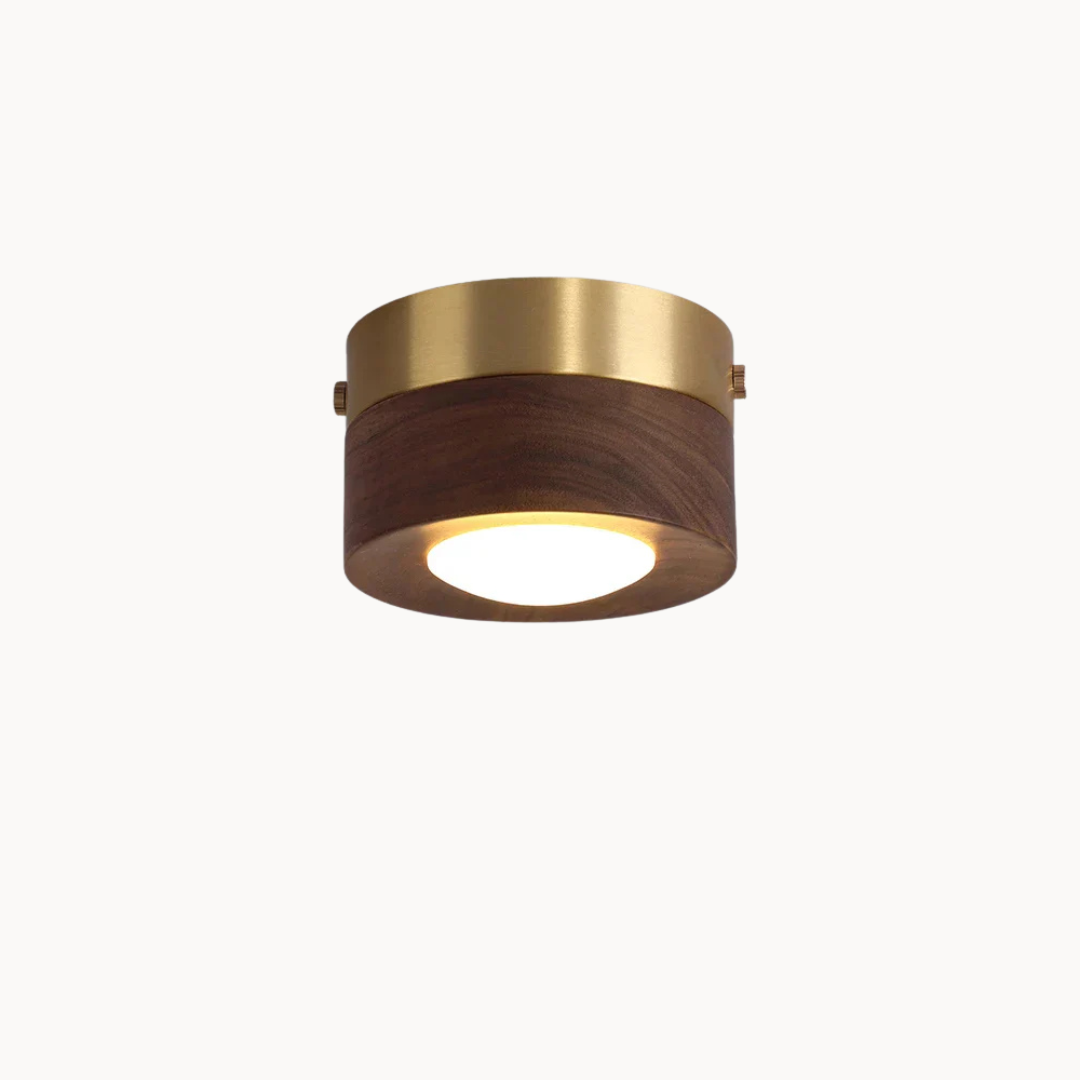 Walnoot Plafondlamp met LED-Spot – Moderne Houten Plafondlamp voor Warme & Natuurlijke Verlichting