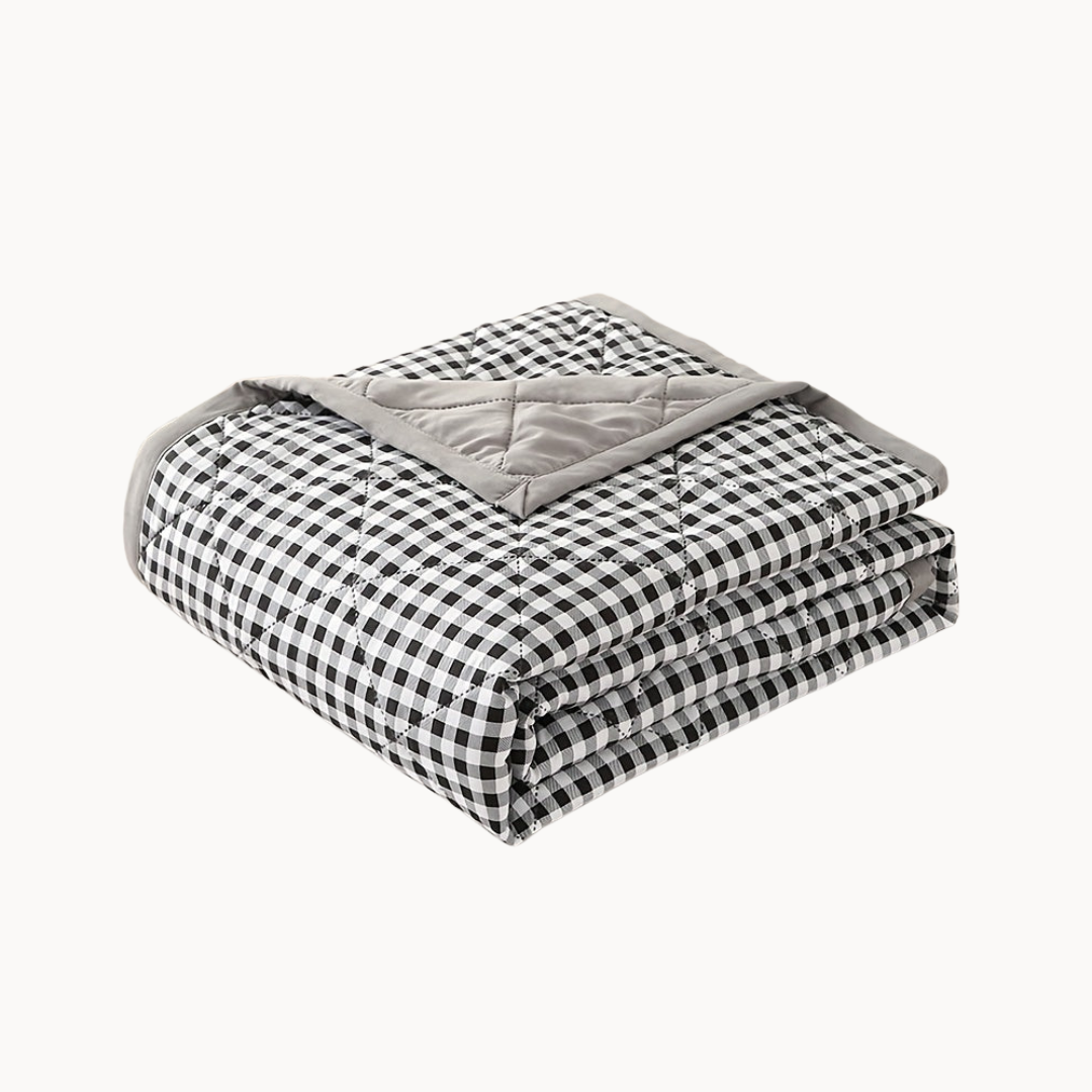 Preppy Style Plaid Zomer Quilt – Lichtgewicht Ultrasonisch Gewatteerde Bedsprei