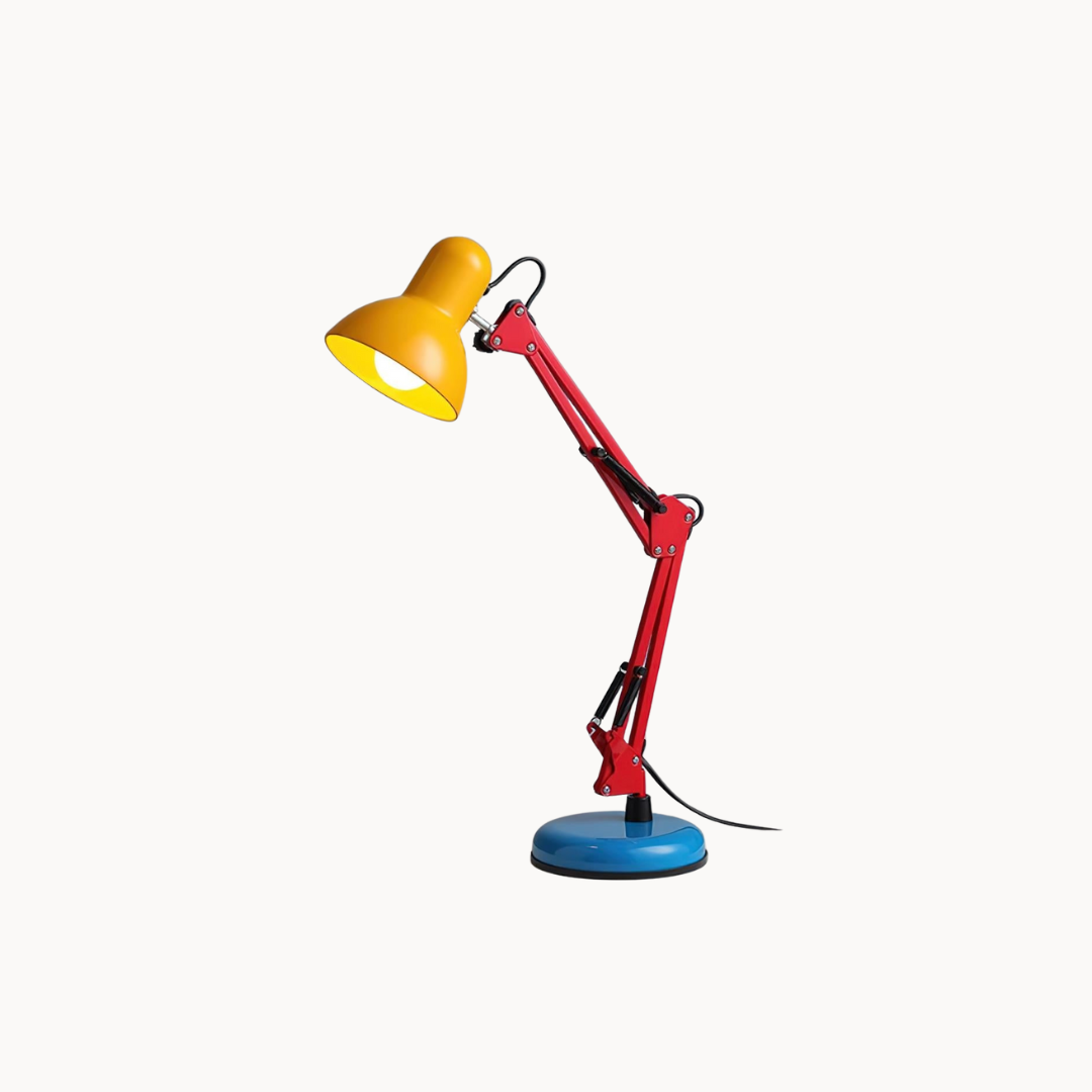 Kleurrijke Verstelbare Tafellamp – Levendige Retro-Geïnspireerde Verlichting met Flexibele Arm