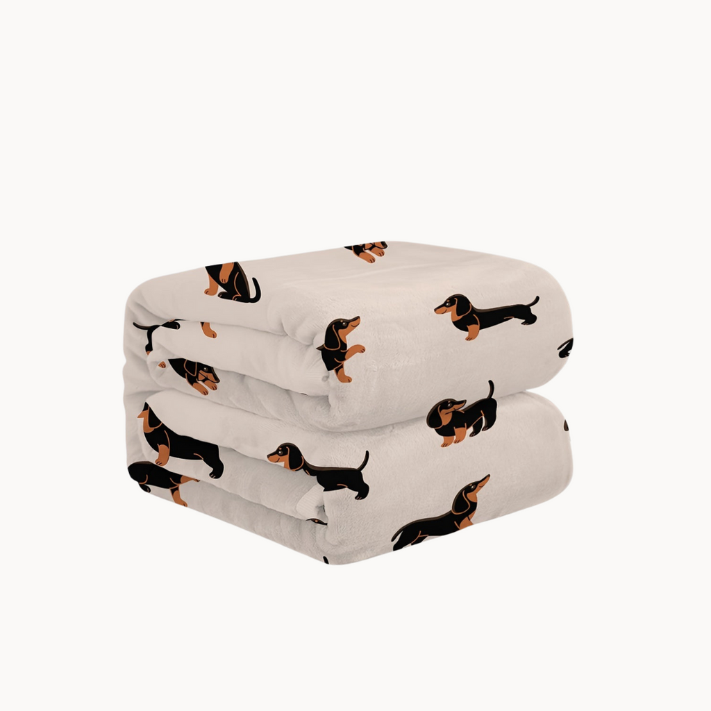 Dachshund Flanellen Deken – Zachte, Lichte & Gezellige Hondendeken voor Slaapkamer, Bank & Woonkamer