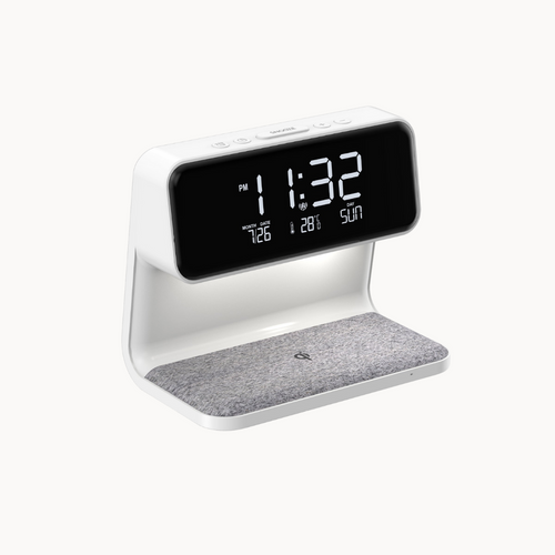 3-in-1 Nachtlamp met Draadloze Oplader – LCD Wekker & Touch Dimbare LED Tafellamp