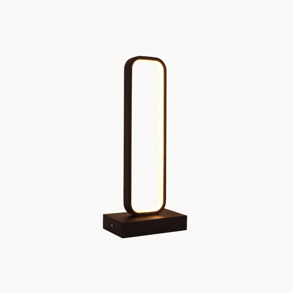 Zwart Metalen Nachtkastje Lamp – Moderne Tafellamp met Afgeronde Rechthoekige Vorm