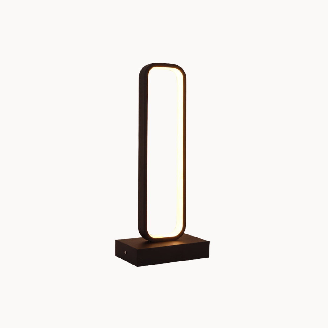 Zwart Metalen Nachtkastje Lamp – Moderne Tafellamp met Afgeronde Rechthoekige Vorm
