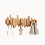 Modura Kapstok – Moderne Houten Wandkapstok met Inklapbare Magnetische Haken
