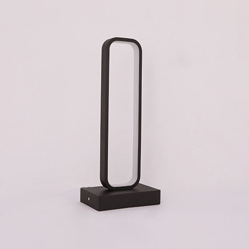 Zwart Metalen Nachtkastje Lamp – Moderne Tafellamp met Afgeronde Rechthoekige Vorm