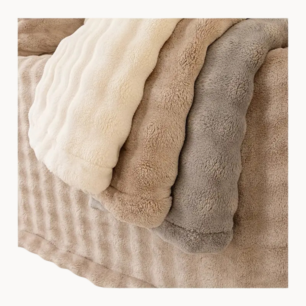 Double-sided Faux Rabbit Fleece Deken – Zachte Warme Deken voor Bank, Bed & Reizen