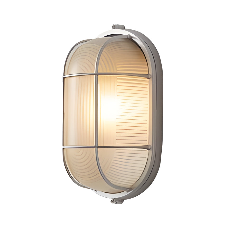 1-Licht Retro Industriële Buitenwandlamp – Ovaal of Rond, Aluminium & Glas