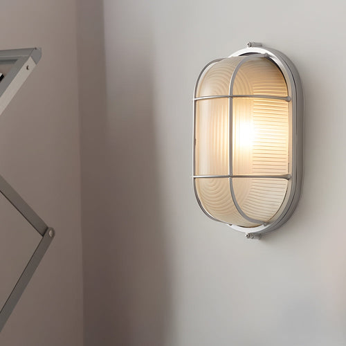 1-Licht Retro Industriële Buitenwandlamp – Ovaal of Rond, Aluminium & Glas