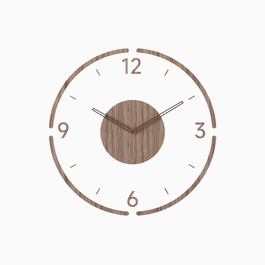 Nordische Stille Massiefhouten Wandklok 35 cm – Minimalistisch Design & Geruisloze Precisie