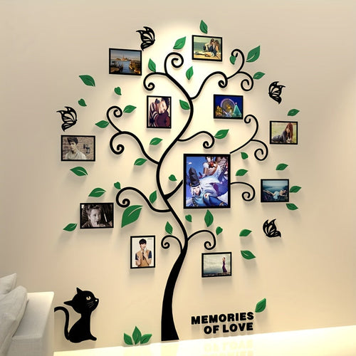 Acryl Fotolijst Muurdecoratie – 3D Creatieve Fotoboom, Zelfklevende Muursticker voor Familie & Huisdieren