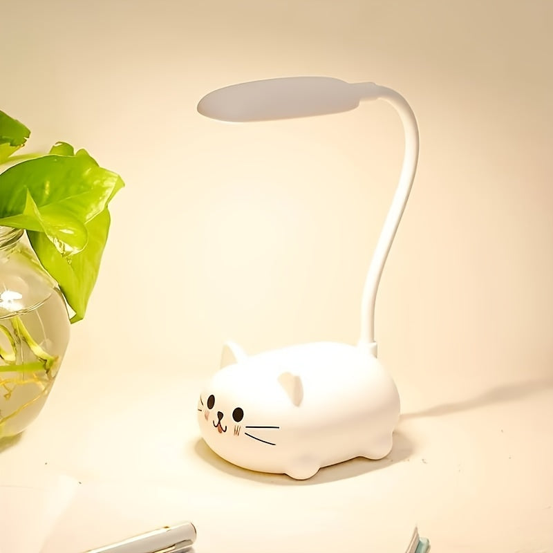 Verstelbare LED Bureaulamp met USB Oplaadfunctie – Schattige Cartoon Kat Tafellamp met Warm Oogvriendelijk Licht
