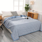 Preppy Style Plaid Zomer Quilt – Lichtgewicht Ultrasonisch Gewatteerde Bedsprei