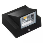 Black outdoor light fixture on a white background
