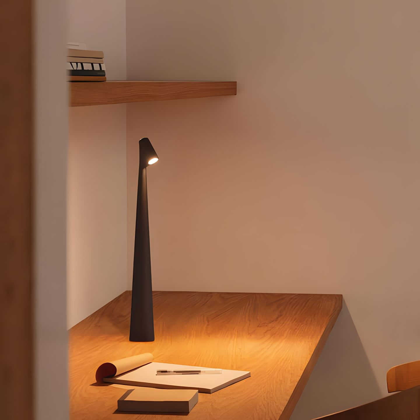 Elegante Tafellamp met Draadloze Functionaliteit – Oplaadbare LED Lamp met Dimfunctie & 3 Helderheidsniveaus