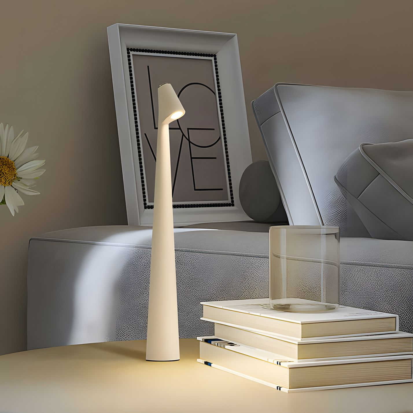 Elegante Tafellamp met Draadloze Functionaliteit – Oplaadbare LED Lamp met Dimfunctie & 3 Helderheidsniveaus