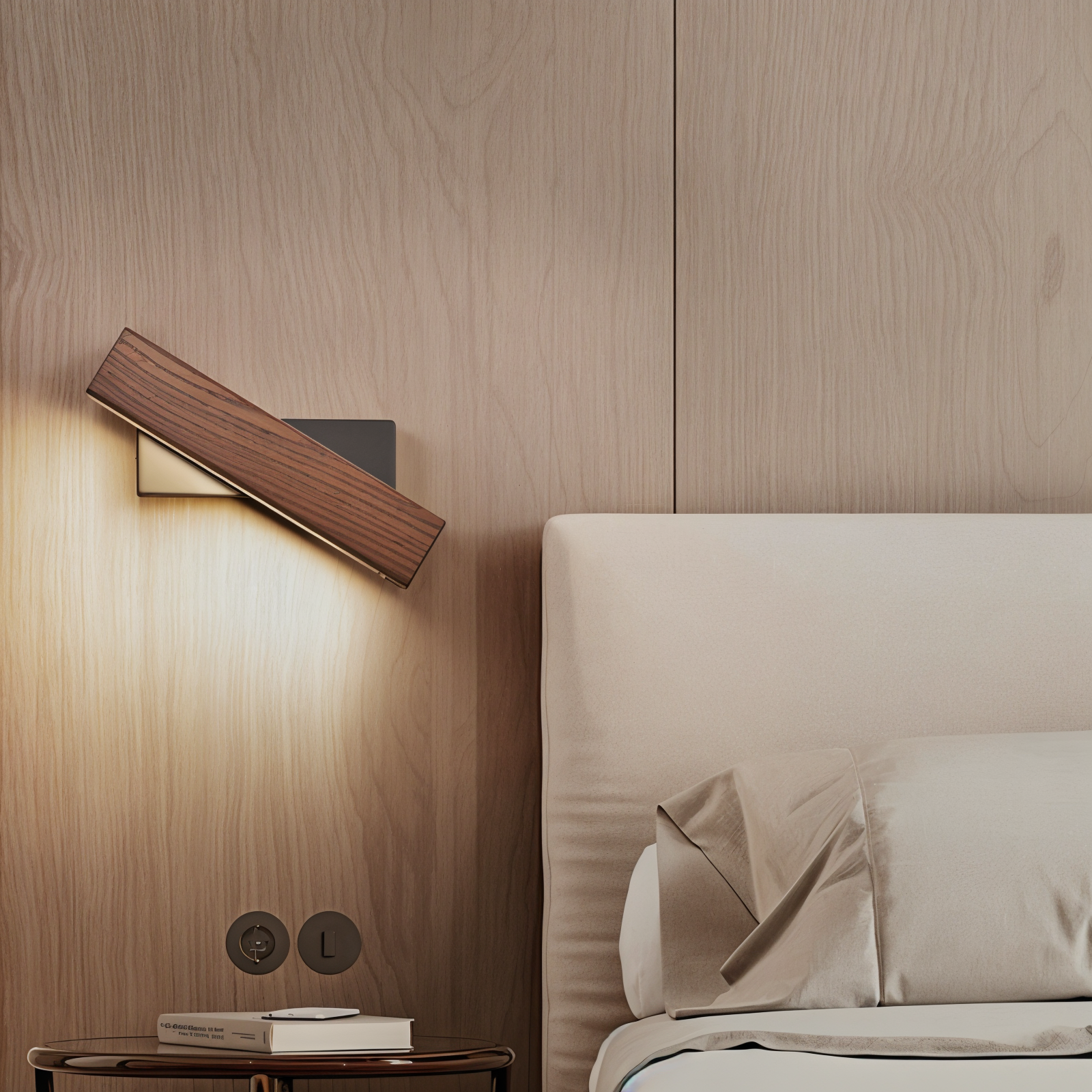 Verstelbare houten LED-wandlamp – 360° draaibare moderne rechthoekige lamp voor binnenruimtes