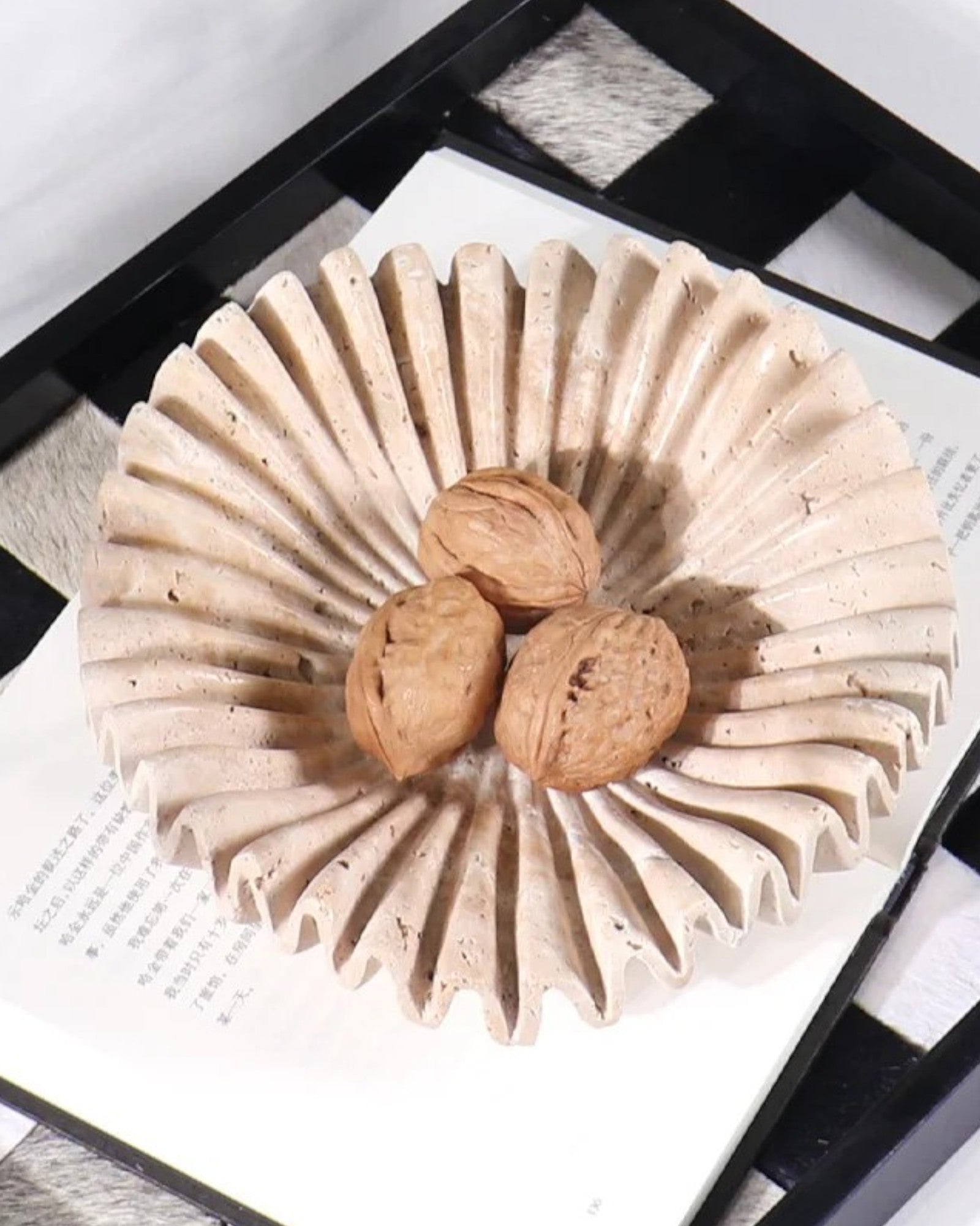Marmeren Plateau – Wabi-Sabi Stijl Beige Retro Decoratief Dienblad 20/30 cm-Plateau-Maevias