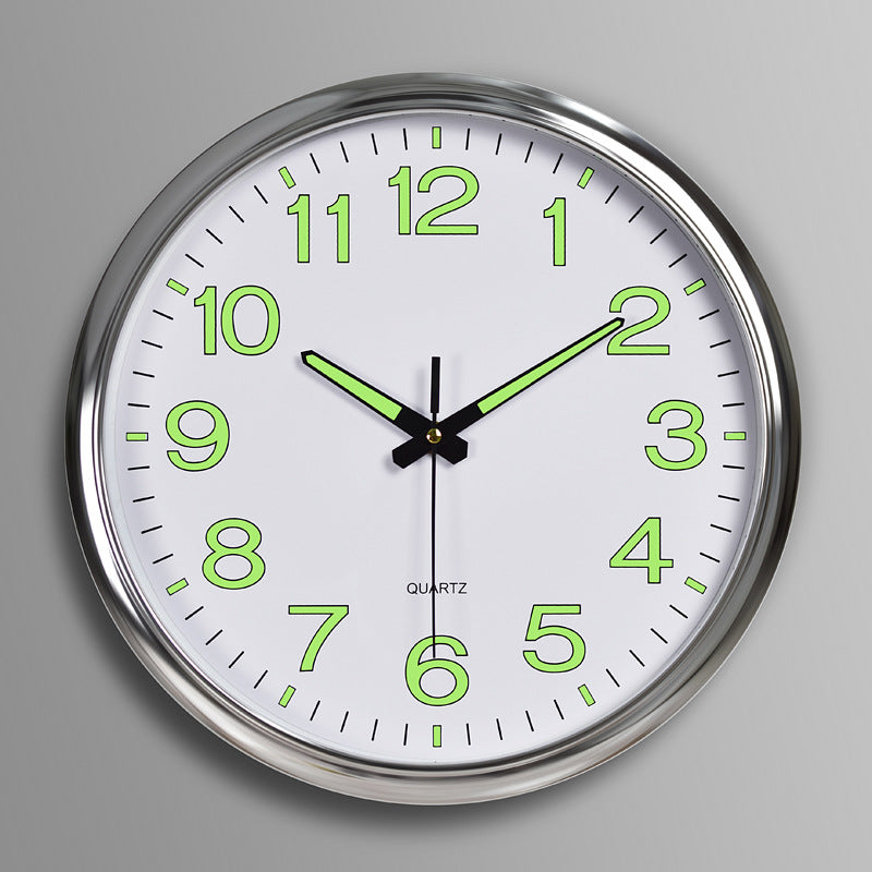 Wall clock with green numbers on a gray background