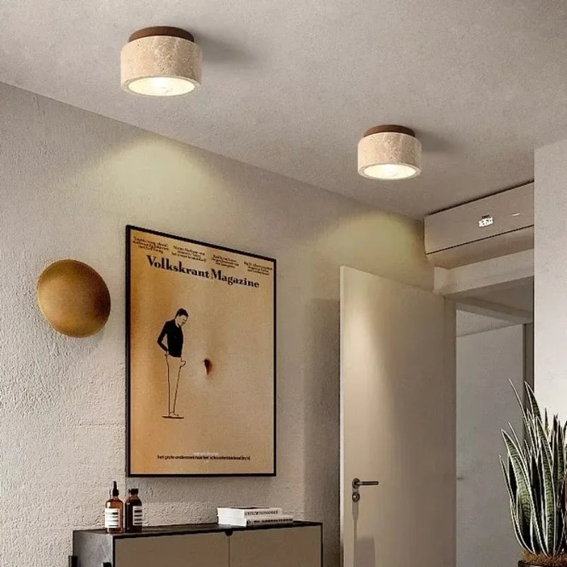 Elegante travertijn inbouw LED-wandlamp – Moderne verlichtingsarmatuur voor binnen en buiten