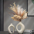 Set van 2 Keramische Japandi Vazen – Donut Vaas Klein & Groot – Moderne Decoratie-Vazen-Maevias