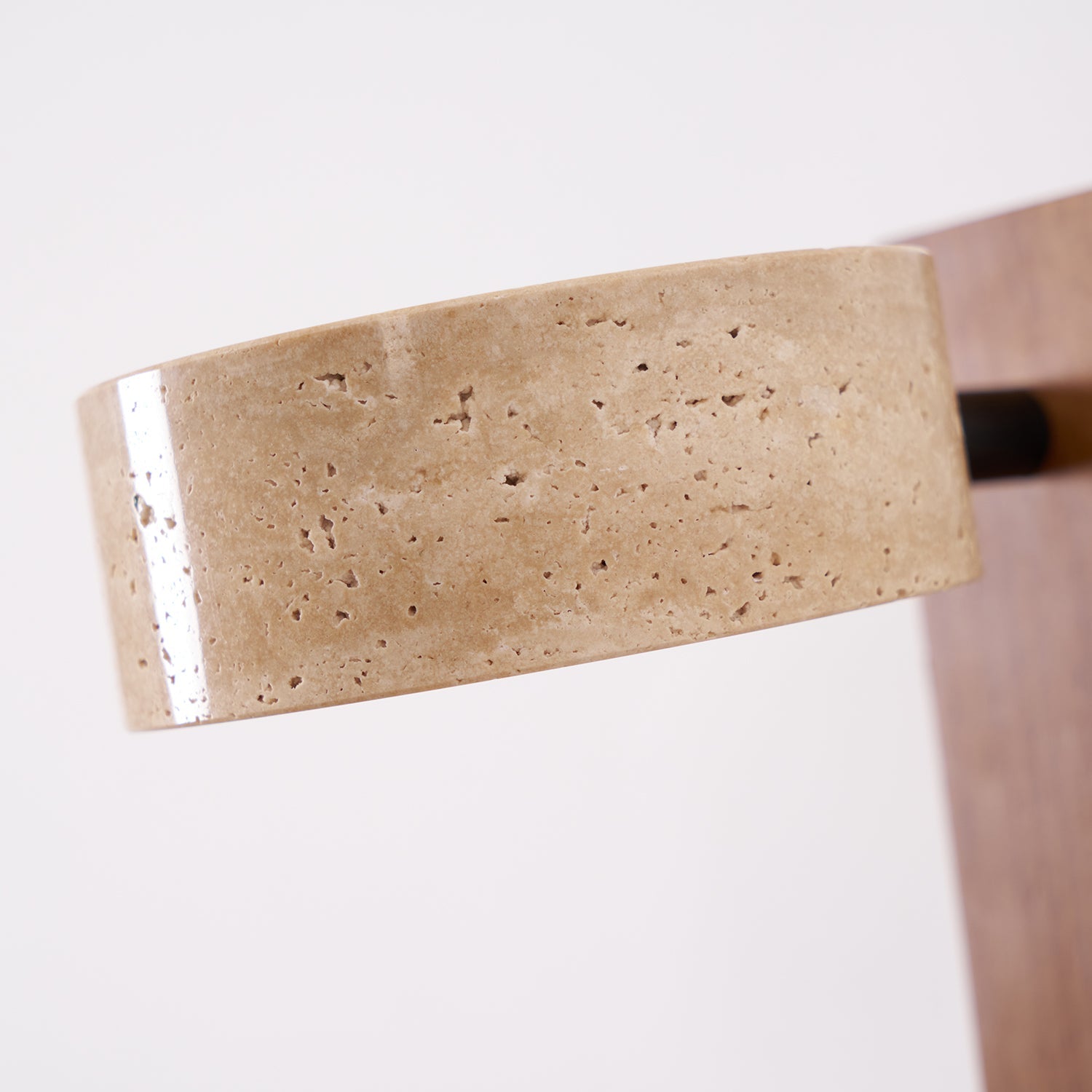 Modern wall lamp with wooden base and concrete-like shade