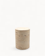 Travertin Marmeren Kaars – Natuur Beige Pot 8x8x10 cm – Handgemaakt-Kaars-Maevias
