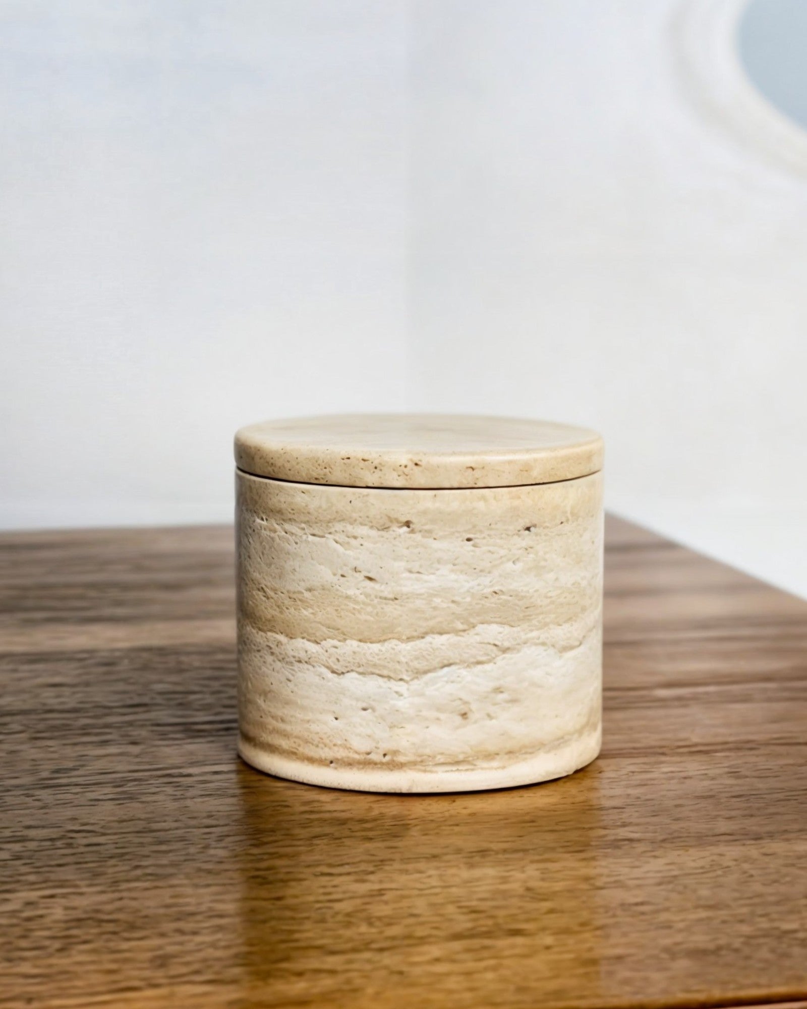 Travertin Natuursteen – Ronde Bewaarpotten van Marmer – Keukenopbergers-Decoratieve Opbergdozen-Maevias