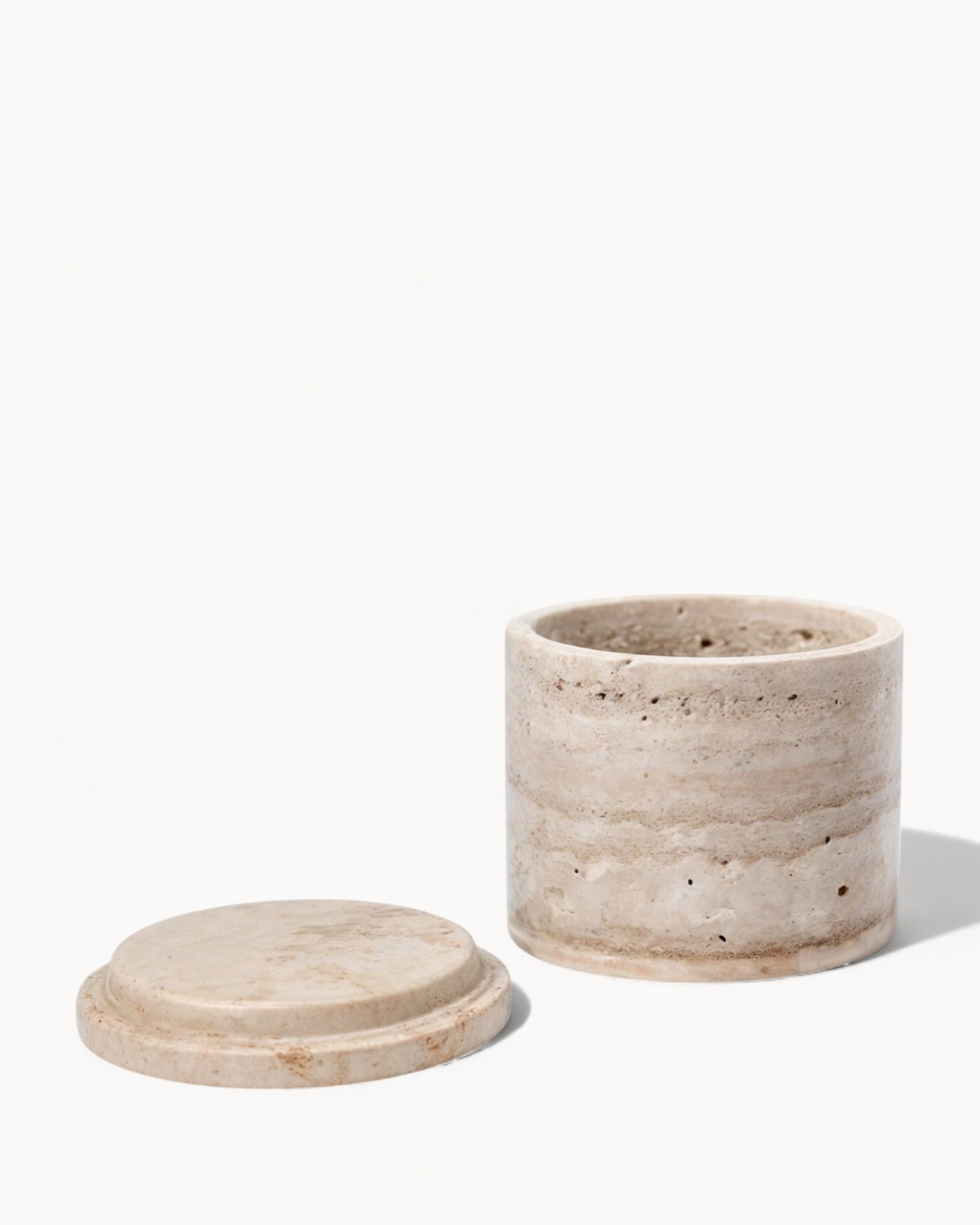 Travertin Natuursteen – Ronde Bewaarpotten van Marmer – Keukenopbergers-Decoratieve Opbergdozen-Maevias